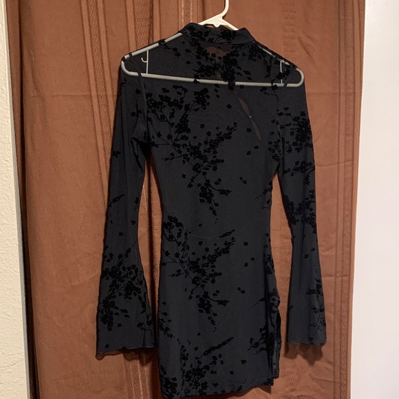 Sheer Black Floral Women's Dress - Picture 6 of 8